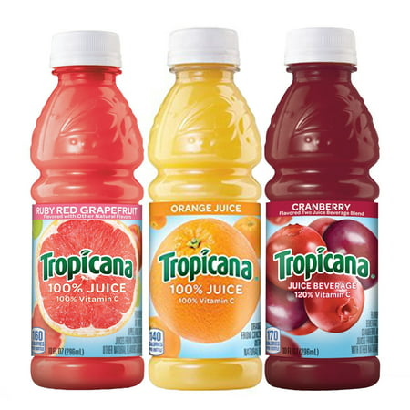 (24 Bottles) Tropicana 3 Flavor Fruit Blend Variety Pack, 10 fl