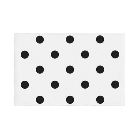 

Table Placemats Set of 4 - black polka dots white 12x18 In Faux Linen Double Heat Resistant Place Mats Cloth Indoor/Outdoor Placemats Washable Table Mats for Dining Kitchen Party