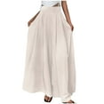 thumbnail image 3 of Women's Casual Wide Leg Pants Ladies' Casual Loose Solid Color Wide Leg Pleated High Waisted Pants Women's Pants, S-2XL, 3 of 5