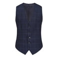 thumbnail image 2 of Gino Vitale 3-Piece Slim Fit Stretch Ink Blue Windowpane Plaid Suit, 2 of 2