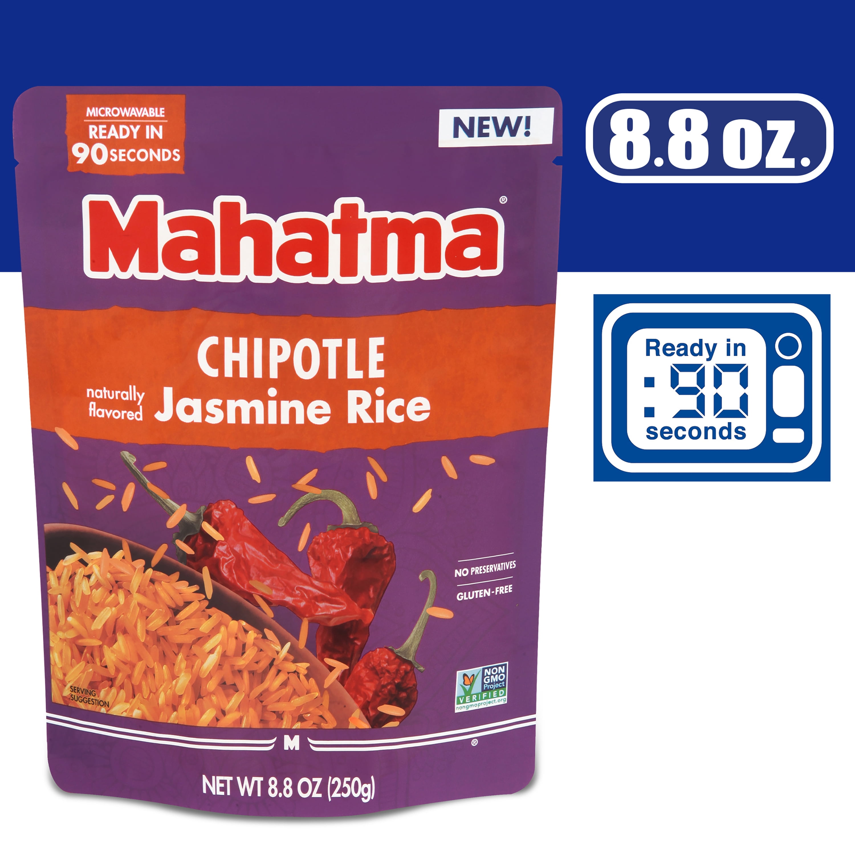 (2 pack) Mahatma Ready-to-Heat Chipotle Jasmine Rice, 8.8 oz Bag