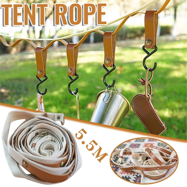 Agiferg Camping Leather Hanging Rope Outdoor Hanging Clothesline Picnics Shelf Hanging
