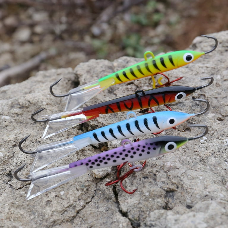 Ice Fishing Jigs With Treble Hooks – Lead Jig Lures For Winter Fishing (Bass, Walleye, Trout)