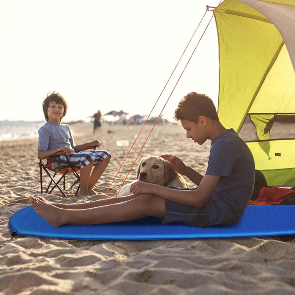 Topcobe Inflatable Sleeping Pad with Carrying Bag, Outdoor Portable Camping Bed for Travel, Blue