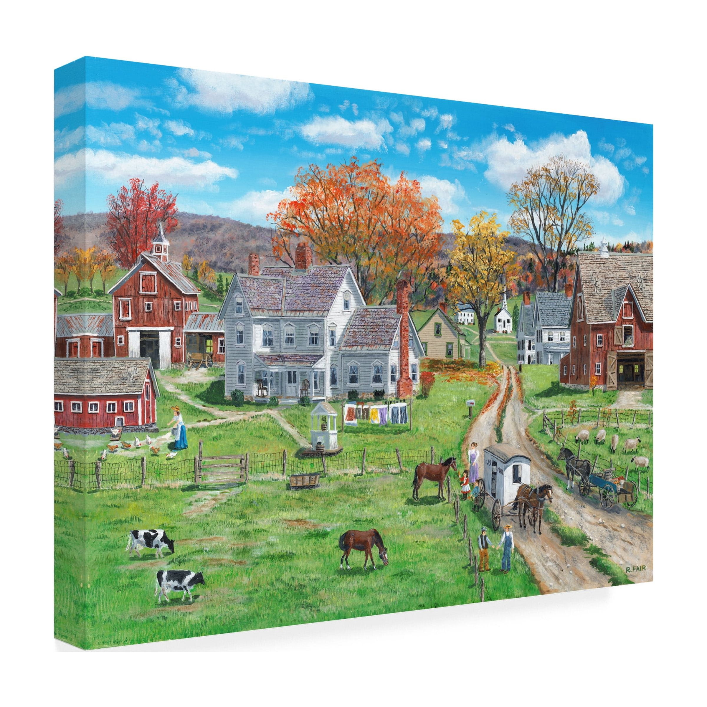 Canvas Wall Art - Bob Fair 'Autumn Neighbors' Wall Art for Living Room, Bedroom, or Office DÃ©cor by Trademark Fine Art - 32 x 24 Inches