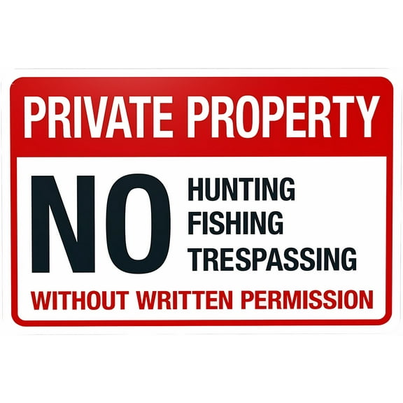 No Hunting Fishing Trespassing Without Written Permission Warning Sign - 8"x12" Metal Sign for Business Office Road Street Home Yard Garden Wall, Outdoor Activity Prohibition