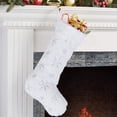 thumbnail image 3 of Fymlhomi Christmas Stockings, 2 Pcs 18 inches Large Snowy Luxury Hanging White Faux Fur Christmas Stocking for Family Holiday Party Christmas Fireplace Decorations (White/Sliver), 3 of 5
