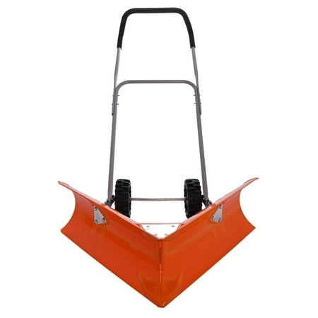 Garden Plow - Ivation Dual Angle Snow Pusher Manual Push Plow for Walkways, Sidewalks, Stoops, Decks, Patios & More