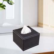 Qiweii Leather Tissue Box Cover European Style Hotel Restaurant Desktop Drawer Organizer, Home Office Decorative Holder for Napkins