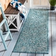 thumbnail image 3 of SAFAVIEH Courtyard Darin Botanical Indoor/Outdoor Runner Rug, Turquoise, 2'3" x 20', 3 of 7
