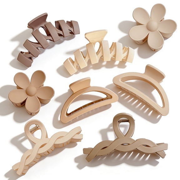 LAPTOM MAX 8 Pcs Large Non-Slip Hair Claw Clips for Women in Stylish Colors, Hair Clips for Thick Hair and Curly Styles