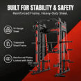 thumbnail image 3 of Mikolo M11 Smith Machine with Aluminum Pulleys, 2200lbs Squat Rack with LAT-Pull Down System & Cable Crossover Machine, Training Equipment with Leg Hold-Down Attachment, 3 of 10