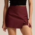 thumbnail image 3 of Lixiuxyad Skirt for Women High Waist Split Hem Skirt Pants For Stretchy Zipper Culottes Shorts Slacks,Red, 3 of 5