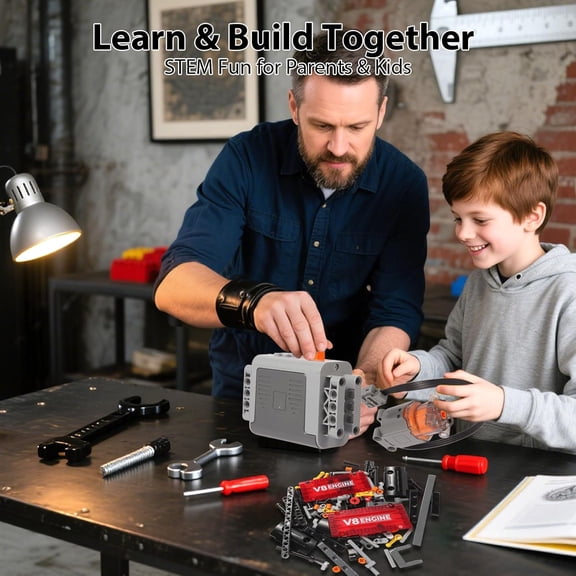 V8 Engine Model Kit That Runs, Build Your Own STEM Mini Engine Kit with Motor and Sound, 478PCS Educational Car Building Toy for Adults & Kids