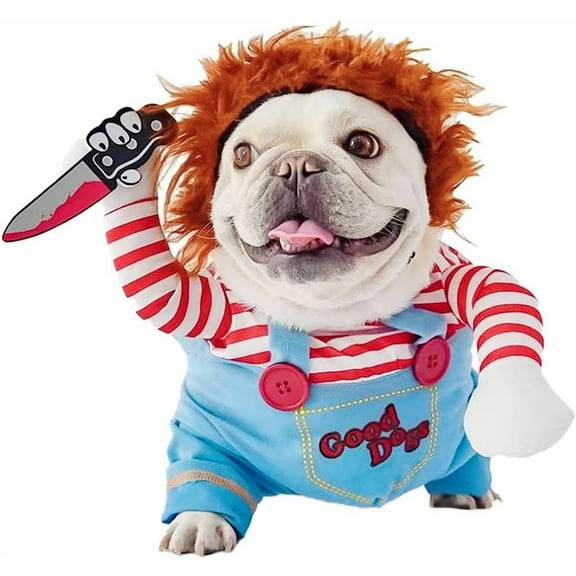 EISHOW Dog Halloween Costume - Chucky Dog Costume Deadly Doll Dog Costumes Funny Dog Clothes Adjustable Cosplay Outift for Small Medium Dogs