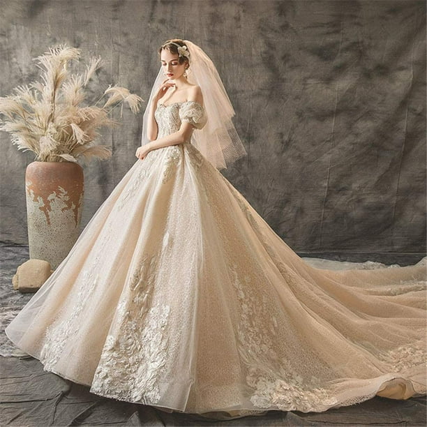 Wedding Dress Lace V Neck Wedding Dress Shining Bridal Dresses One