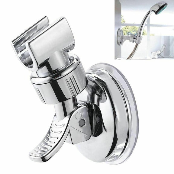 HAVELOR Shower Head Holder, 4.1 Inch, Wall Mount with Suction Cup, Adjustable Angle Bracket for Secure Showerhead Placement, Ideal for Smooth Tile or Glass Shower Walls(silver,One-size)