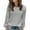 Gray, variant on Darzheoy Womens Tops Lace Long Sleeve Round Neck Fall Hoodless Solid Color Sweater Knit Versatile Trendy Fashion Button Pullover Blouses