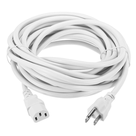Uxcell 25ft 18 AWG White 18/3 Universal Power Cord C13 to NEMA 5-15P 10A 125V 3-Prong Extension Power Cord