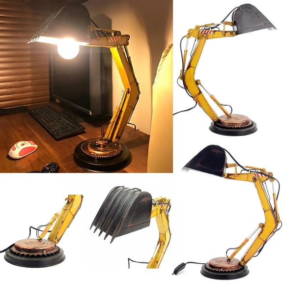 Industrial Design Excavator Desk Lamp, Digger LED Night Light Bedside Desk Lamp for Home Bedroom Decoration Unique Light