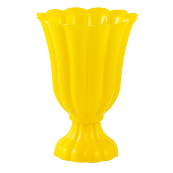 Grupo Mirandinha Yellow Plastic Flower Vase – Modern, Reusable Centerpiece