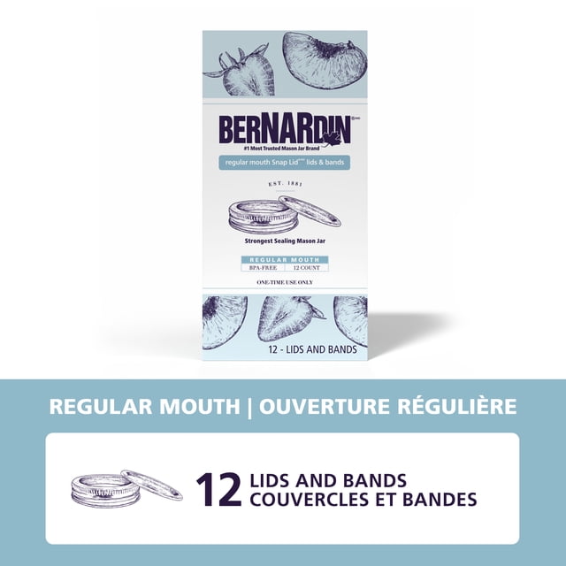 Bernardin Mason Jar Lids and Bands, Regular Mouth, 12 Count