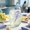 thumbnail image 4 of 12oz Ocean Animal Glass Cup Glassware Marine Life Drinkware Jellyfish Shark Crab Seahorse Coastal Mug,3D - Purple Jellyfish, 4 of 12