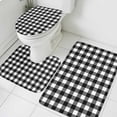 thumbnail image 3 of Black White Plaid Bath Mat 3 Piece Bathroom Rug Set, Modern Simple Buffalo Check Gingham Non Slip Bath Rug Contour Mat and Toilet Lid Cover, Absorbent Shower Mats Soft Bath Rugs and Mats Sets, 3 of 8