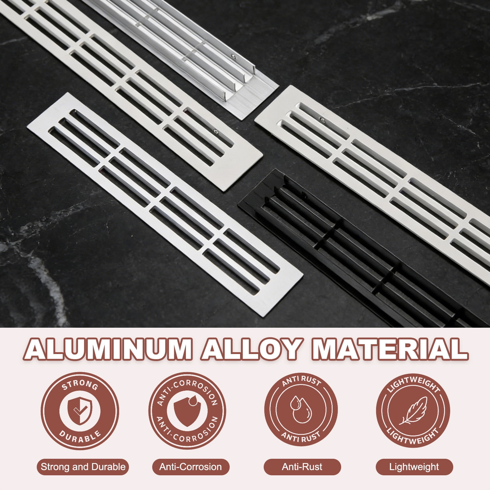 Uxcell 2 Pcs Door Air Vent Cover, 11.8"x1.4" Aluminum Rectangle Grille Ventilation Cover Toe Kick Vent Guard for Cabinet Wardrobe Ceiling Door Wall Floor Garage Furniture, Silver