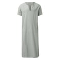 thumbnail image 6 of Bohemian Loose Mens Maxi Kaftan, Split Hem Pocket Linen Long Robe, Soft Breathable Fabric for Resort Wear, Travel and Home Casual Outfits Green XL, 6 of 6
