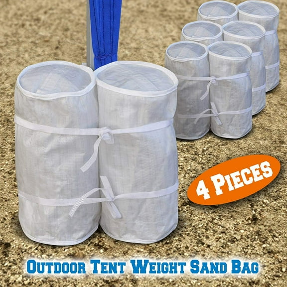 SUNNYOUTDOOR 4 Pack Weight Bags Sand Bags for Pop Up Canopy Tent Leg Anchor Kit White, up to 33LB Per Bag