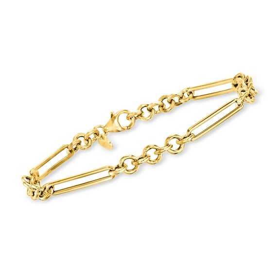 Ross-Simons Italian 14kt Yellow Gold Alternating Cable-Link Bracelet, Women's, Adult