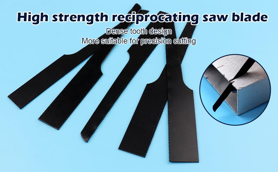 ABCISI 10Pcs Reciprocating Saw Blade Set, Reciprocating Air Saw Hacksaw Blades Tools for Metal, Woodcutting, Rubber, Accessories Cutting Tool (Black -18T)