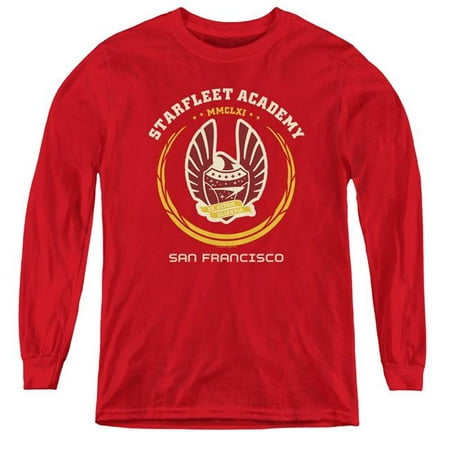 Trevco Sportswear CBS845-YL-3 Star Trek & Academy Heraldry - Youth Long Sleeve Tee, Red - Large