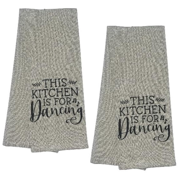 This Kitchen is for Dancing, Two-Piece 100% Cotton Flour Sack Kitchen Towels Size: 15 X 25 Inch.
