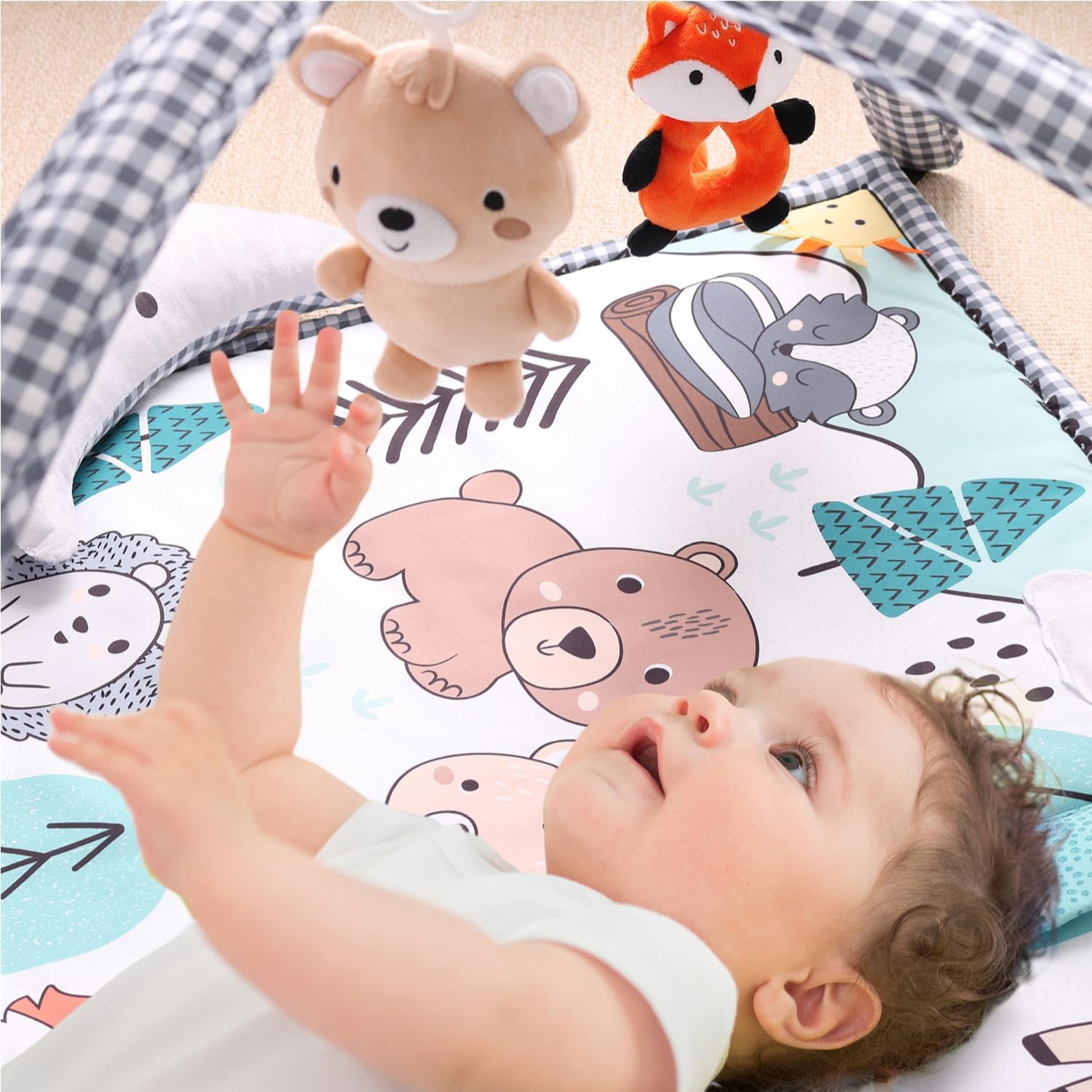 The Peanutshell Woodland 7-in-1 Activity Play Gym and Play Mat for Baby
