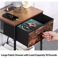 thumbnail image 6 of 2 Tier Rustic Side Table End Table Bedroom Nightstand w/Storage Drawer&AC Plug, 6 of 7
