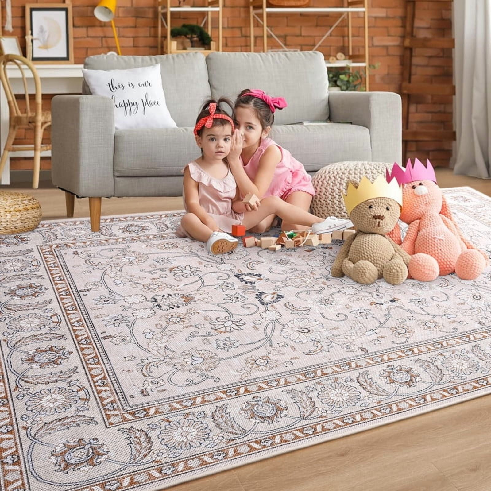 Lochas Area Rugs Modern Vintage Floral Rug Accent Carpet for Living Room Bedroom Home Decor,6'x9',Beige
