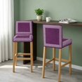 thumbnail image 2 of Dark Purple Geometric Bar Stool Cover Set of 4, White Greek Key Design Burlap Modern Art Stretch Bar Chair Cover, Removable Washable Pub Counter Stool Chair Slipcover for Kitchen Dining Room Pub Cafe, 2 of 9