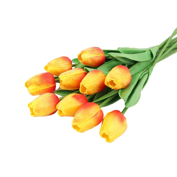 Bearachild 10X flor artificial PU Real simulación flores falsas ramo flores boda decorativo vivo para fiesta Decoración Atardecer