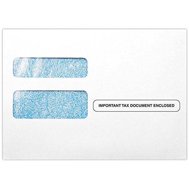 LUXPaper Double Window Tax Envelopes | Form W-2/1099 | Document Enclosed | Security Tint | 5 3/4" x 8" | White | 24lb. Text | 500 Qty