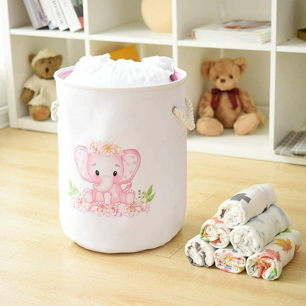 Goodpick Lot de 2 paniers à linge rose avec roulettes, 75 L, panier à