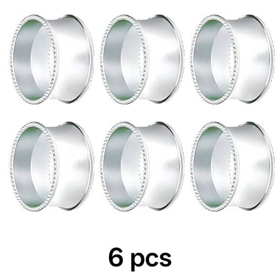 ACDANC 2026 New 6Pcs Napkin Rings Metal Silver Napkin Rings Floral Pattern Tabletop Decorations Napkin Rings Set of 6