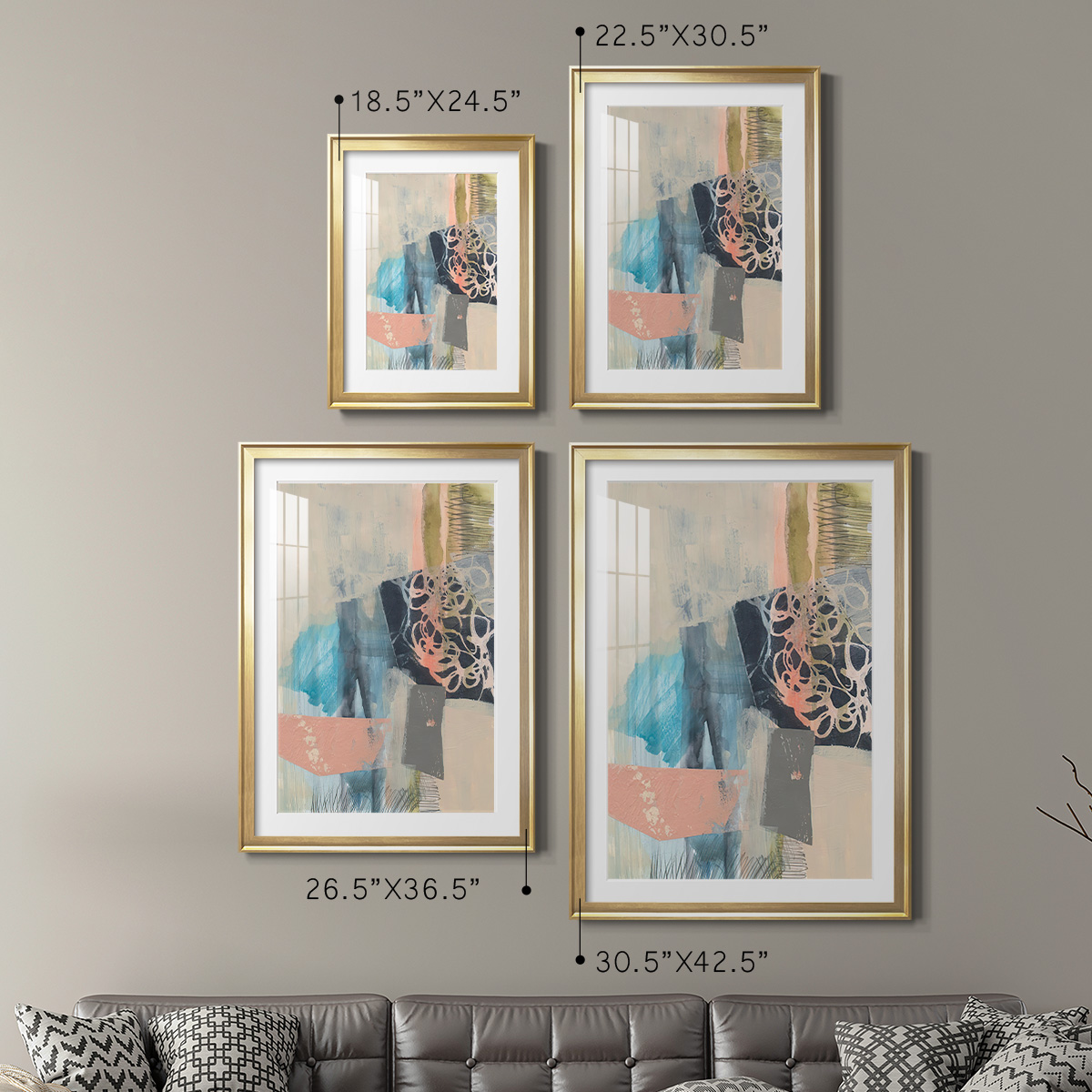 Wexford Home Reductive I Premium Framed Print, 30.5" x 42.5" - Ready to Hang, Gold (Set of 2)