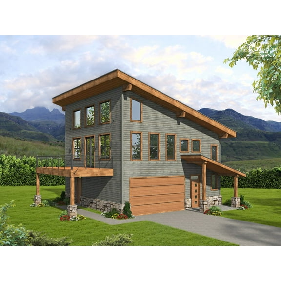 763-992: Modern Contemporary 3 Bed, 2 Bath Luxury Home Plan, 1559 Sq Ft: Full Blueprints with License to Build by Home Plan Marketplace - Lesuto