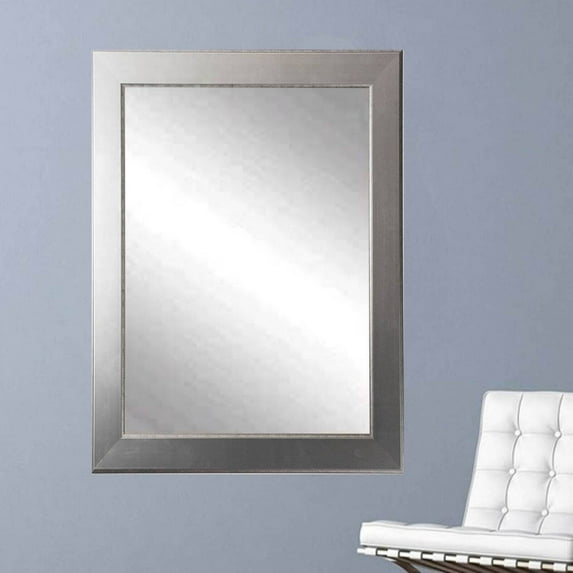 Mod Euro Silver Framed Vanity Wall Mirror 32''x 36''