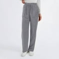 thumbnail image 6 of Corduroy Pants Women Casual Elastic High Waist Petite Straight Leg Loose Comfy Trousers with Pockets Fall Winter 2026 Gray M, 6 of 6