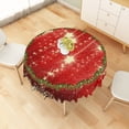thumbnail image 4 of Duangreer Red Christmas 60''Round Tablecloth, Retro Star Wreath Print Washable Picnic Table Cover for Holiday Party Dining, Indoor and Outdoor, 4 of 6