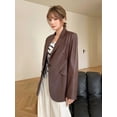 thumbnail image 4 of Chaqueta de cuero genuino para mujer, chaqueta de primavera y otoño de 2024, nueva moda, abrigo de piel de oveja natural de manga larga con un solo botón, 4 of 5