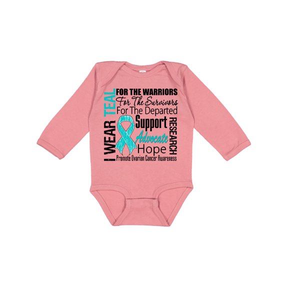 Inktastic Ovarian Cancer I Wear Teal Ribbon Tribute Boys or Girls Long Sleeve Baby Bodysuit